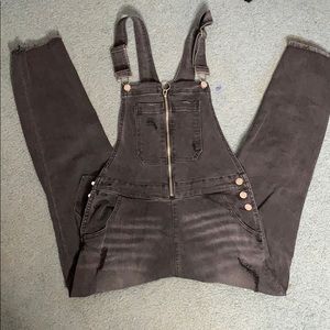 FashionNova Black Acid Wash Overalls